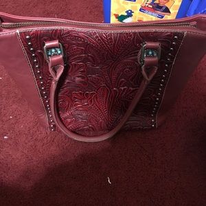 Red leather purse